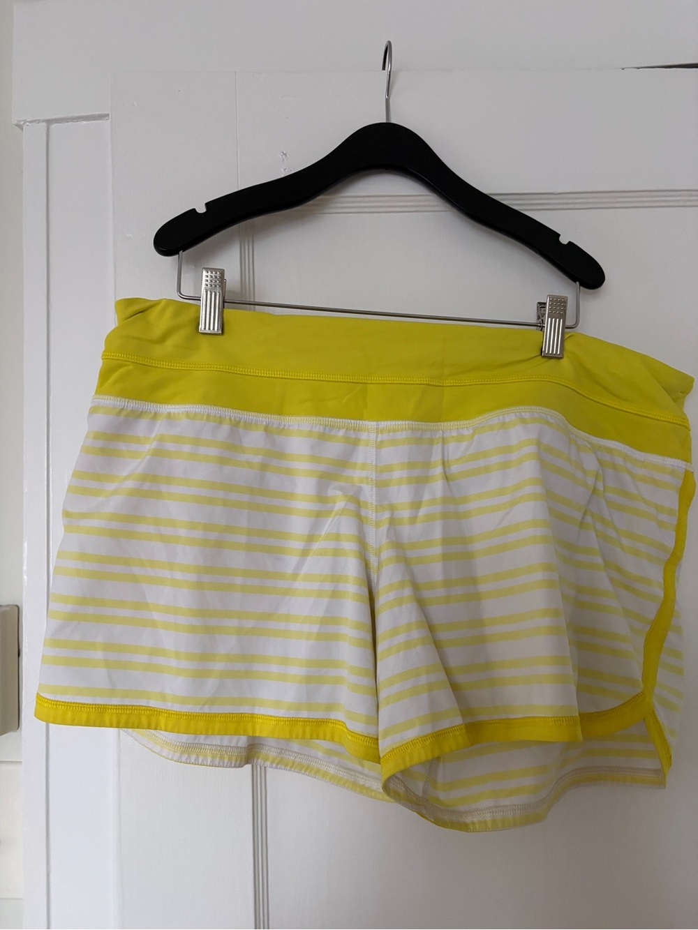 lululemon athletica Yellow and White Striped Women's Athletic Shorts